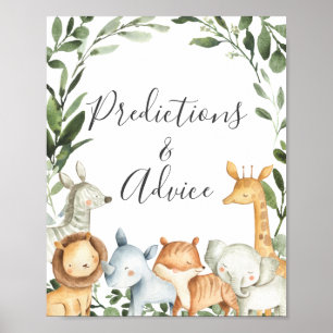 Safari Baby Shower Predictions and Advice Sign Poster