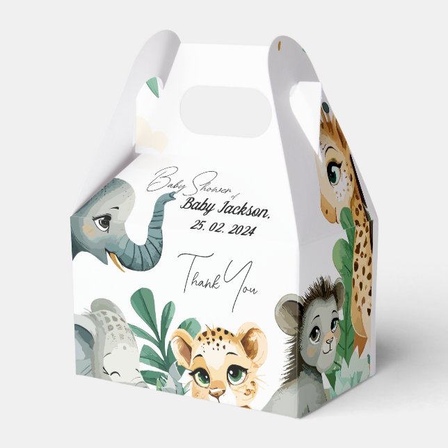 Safari Baby Shower Presentaskar (Framsidan Sidan)