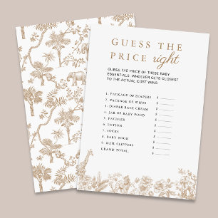 Safari Baby Shower-spel Gissa Priset Kort