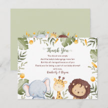 Safari Baby Shower Tack du Cards Jungle Animals