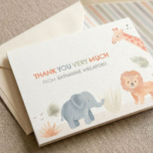 Safari baby shower tack för kort med vilda djur