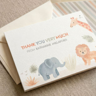 Safari baby shower tack för kort med vilda djur 