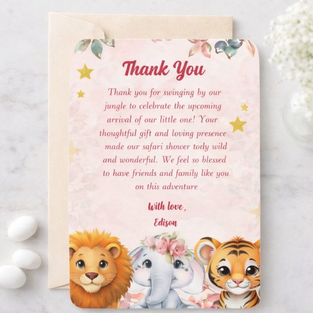 Safari Baby Shower Tack Kort (Skapare uppladdad)