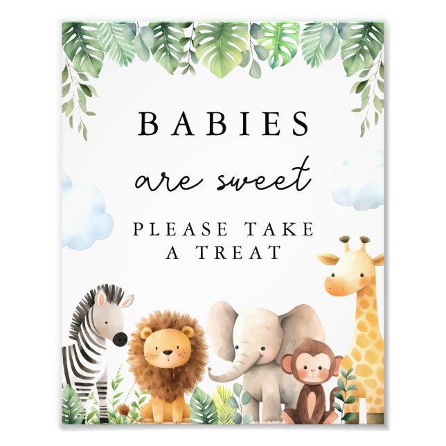 Safari Baby Shower Treat Sign Fototryck (Framsidan)