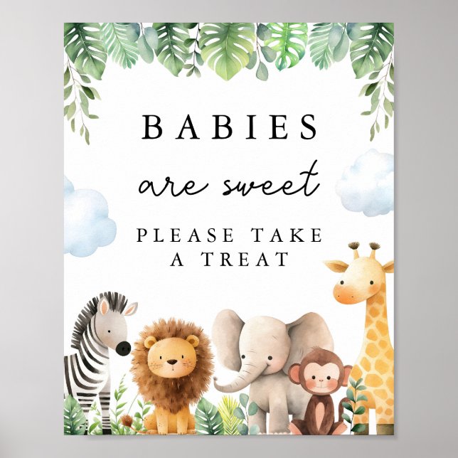 Safari Baby Shower Treat Sign Poster (Framsidan)