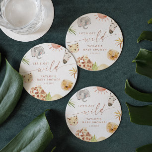 SAFARI Baby Shower Underlägg Papper Rund
