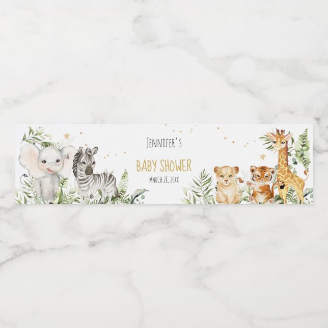 Safari Baby Shower Vattenflaskor Etikett (Singel etikett)