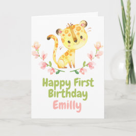 Safari Baby tiger Girl Lycklig 1:a födelsedagskort Kort