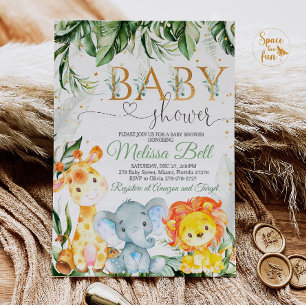 Safari Babyduschinbjudan Boy Guld Young Vild Inbjudningar