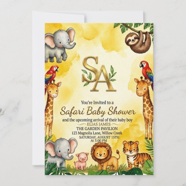 Safari Babyfirande Inbjudan (Framsida)