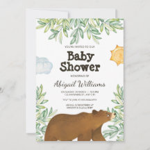 Safari Bear Greenery Watercolor Baby Shower