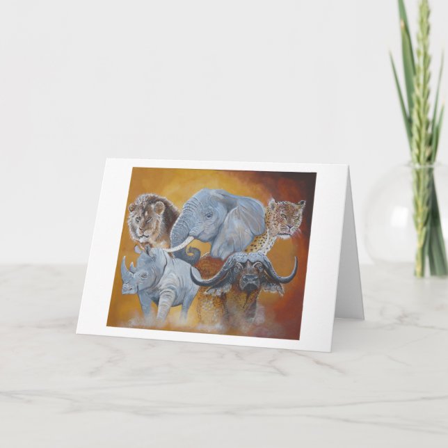 Safari Big 5 Birthday Card Kort (Framsida)