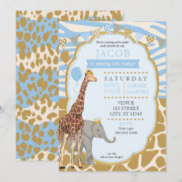Safari Birthday bjudande - Blue Inbjudningar
