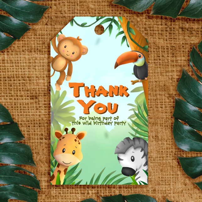 Safari Birthday Gift Märkres Presentetikett (Safari Birthday Gift Tag Favor Tag)