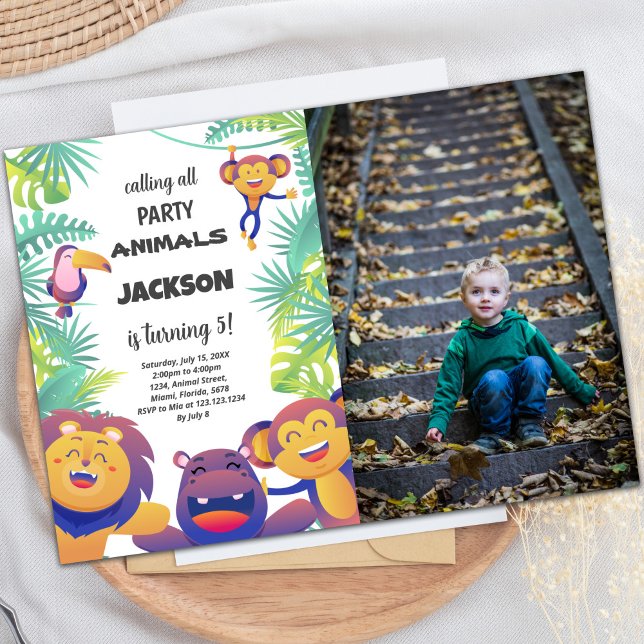 Safari Birthday-inbjudan med foto Inbjudningar (Safari Birthday Invitations with photo)
