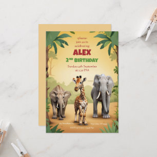 Safari Birthday Investigation Guld Jungle Animals Inbjudningar