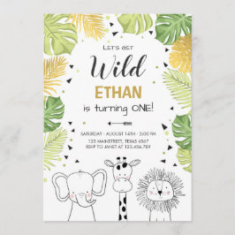 Safari Birthday Investigation Zoo Vild Jungle anim Inbjudningar