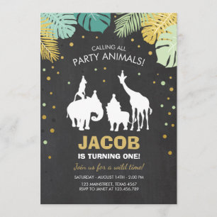 Safari Birthday Investigation Zoo Vild Jungle anim Inbjudningar