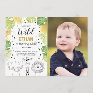 Safari Birthday Investigation Zoo Vild Jungle anim Inbjudningar