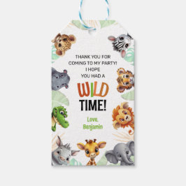 Safari Birthday Vild Time Tack Presentetikett