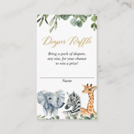 Safari blöja lotteri djungel zoo djur akvarell tilläggskort