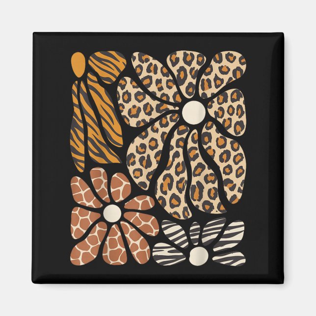 Safari Blommig Boho Blommor Söta Djur Flickor Magnet (Framsidan)
