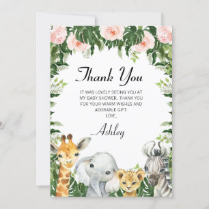 Safari Blommigt Foliage Baby Shower - tack för dit Inbjudningar