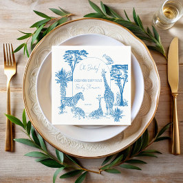 Safari Blue toile giraffe babydusch monogrammad Pappersservett