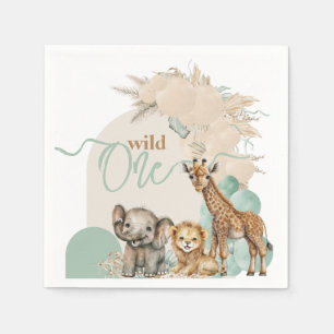 Safari Boho Balloon Boy 1st Birthday party Pappersservett