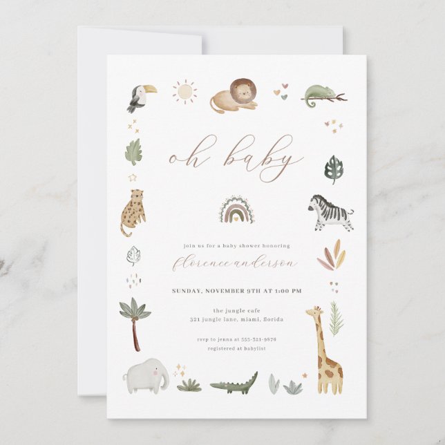 Safari Boho Jungle Baby Shower-inbjudan Inbjudningar (Framsida)