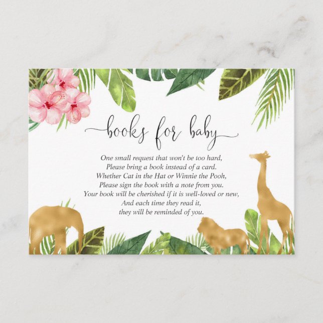 Safari bok begär att få en babydusch bok infoga tilläggskort (Framsida)