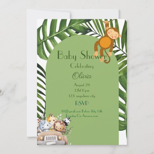 SAFARI BOY BABY SHOWER-INBJUDAN INBJUDNINGAR (Framsida)