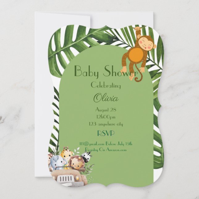 SAFARI BOY BABY SHOWER-INBJUDAN INBJUDNINGAR (Framsida)
