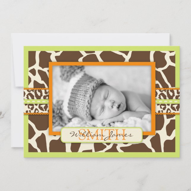 Safari Boy Grönt annons Card Meddelande (Framsida)