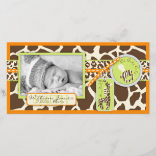 Safari Boy Orange Photo Card Meddelande