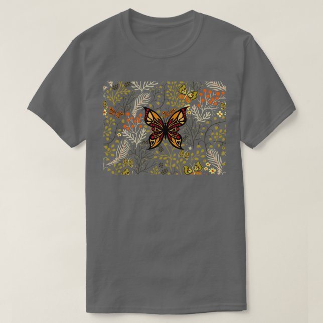 Safari Butterfly Mönster T Shirt (Design framsida)