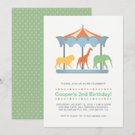 Safari Carousel Birthday-inbjudan Inbjudningar
