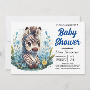 Safari Chic Magi Zebrapojke Babyfest Inbjudningar