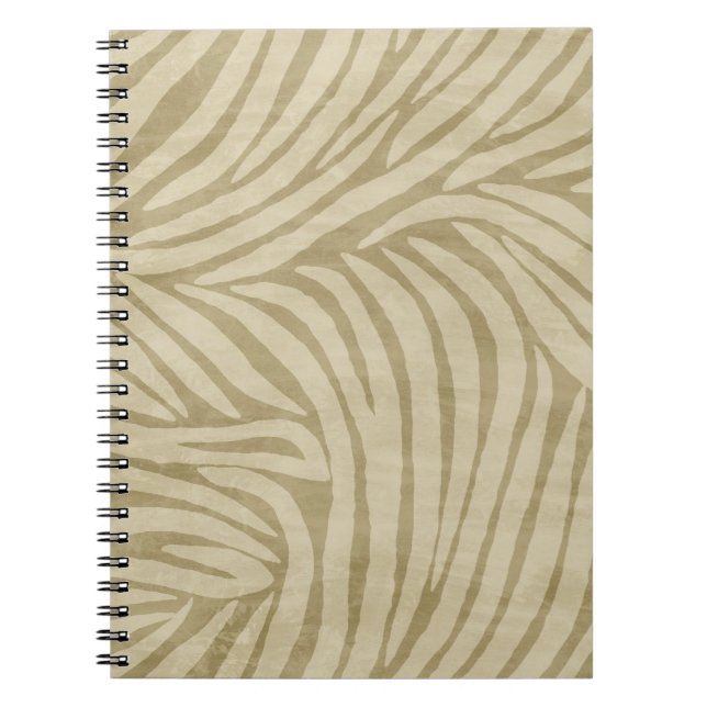 Safari Cream Zebra Animal Print Anteckningsbok Med Spiral (Framsidan)
