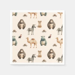 Safari Cute Animals Baby Shower Pappersservett