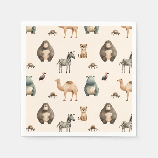 Safari Cute Animals Baby Shower Pappersservett (Framsidan)