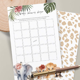 Safari Cute Animals Flicka Shower Bingo