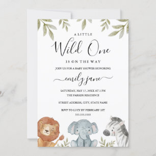 Safari Cute Animals Girl Boy Shower Inbjudningar