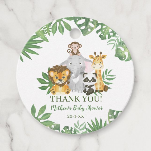 Safari Cute Baby Shower Jungle Gåvor Etiketter (Framsida)