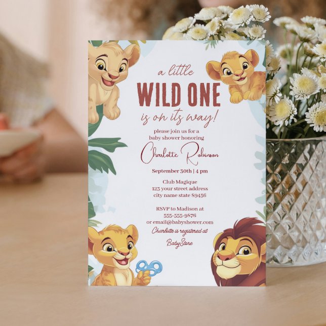 Safari Cute Lejon Baby-duschen Inbjudningar (Skapare uppladdad)