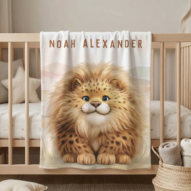 Safari Cute Zuberi The Fluffy Leopard Name Kids Fleecefilt (Skapare uppladdad)