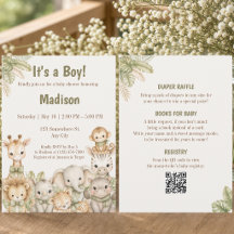 Safari Det är en pojke! Allt-i-ett Baby Shower-inb