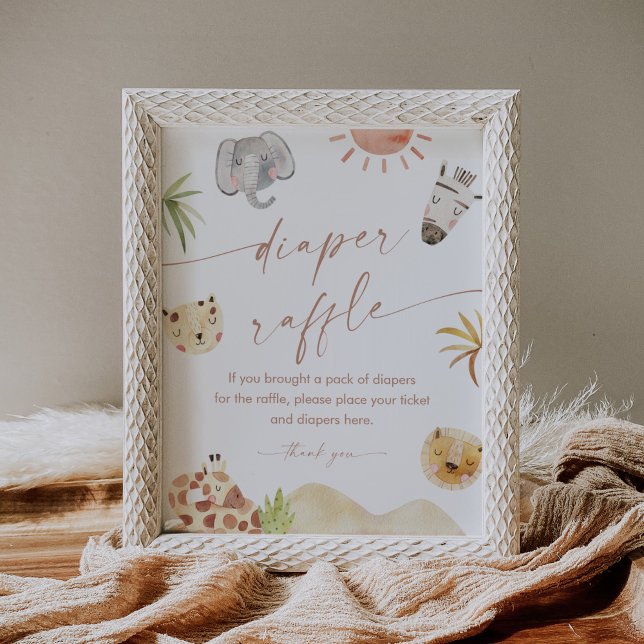 SAFARI Diaper Raffle Baby Shower Game Sign Poster (Skapare uppladdad)