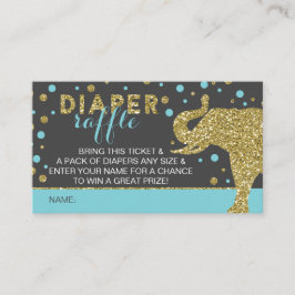Safari Diaper Raffle Biljett, Aqua, Faux Glitter Tilläggskort