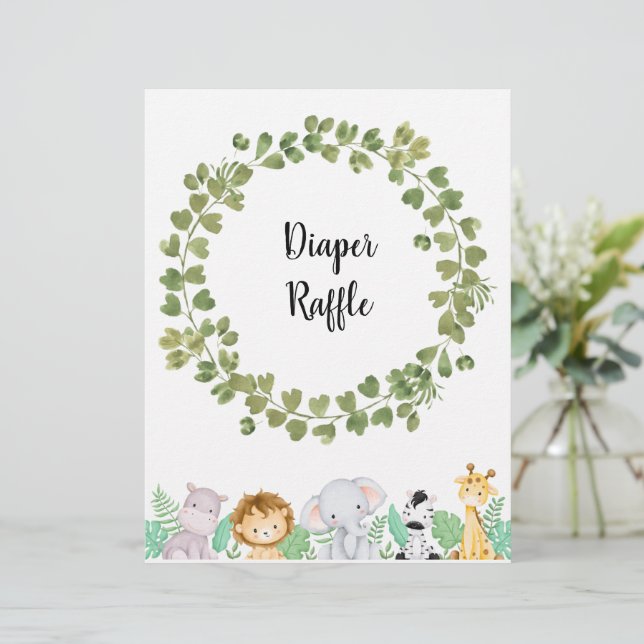 Safari Diaper Raffle Poster (Stående Fram)